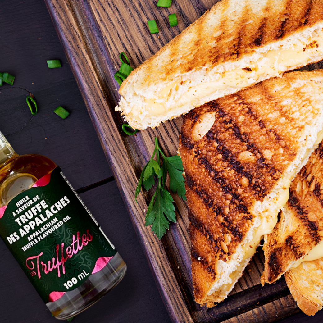 Grilled cheese aromatisé à l’huile de truffe des Appalaches
