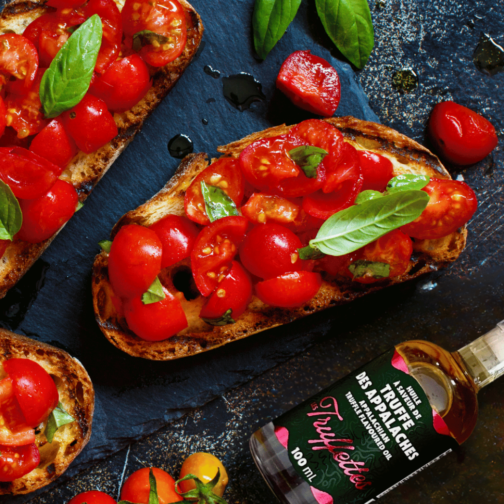 Bruschetta parfumé à l’huile à saveur de truffe des Appalaches