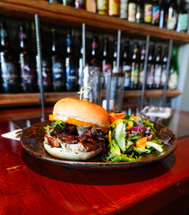 Truffled chicken burger, with Chef Isabelle Dupuis of Microbrasserie Le Presbytère