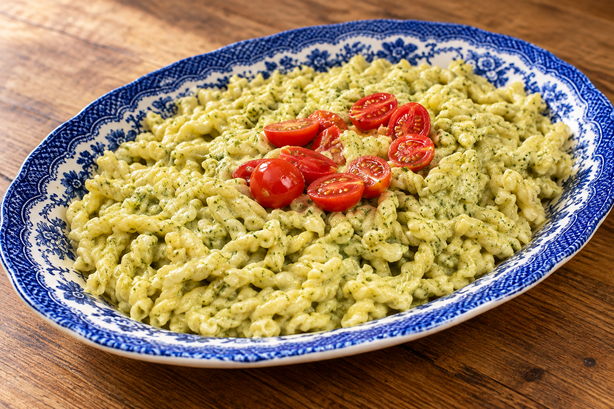 Pâtes express au pesto et à la truffe des Appalaches, par Heidi Small