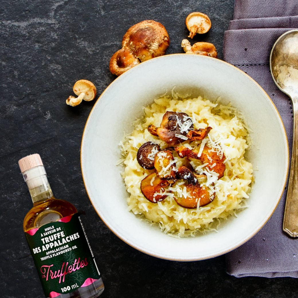 Risotto aux champignons et huile à saveur de truffe des Appalaches